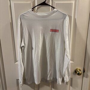 Vineyard Vines White Long Sleeve Logo Cotton Crew Neck Shirt ~ Small